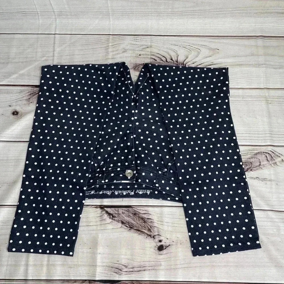 Girls Justice White Polka Dot Blue Jeans Sz 16 1/2 - Picture 6 of 15